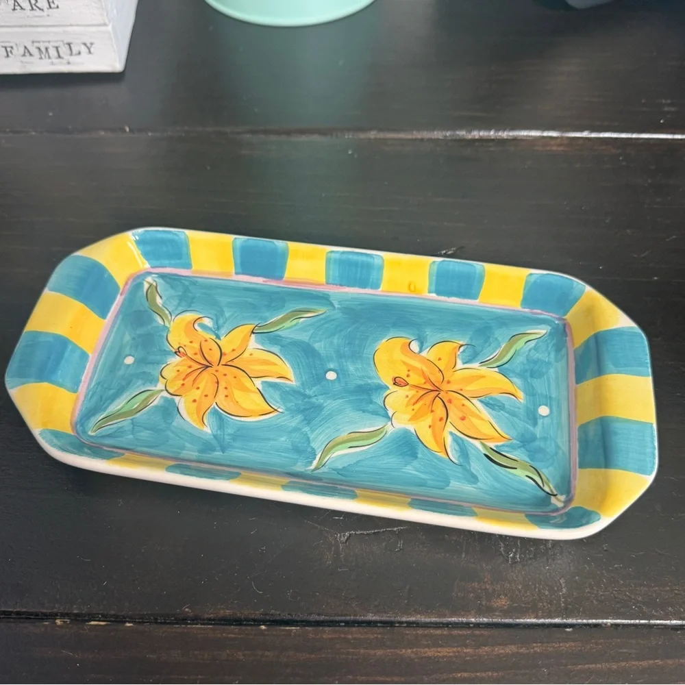 Heather Outlaw Flora Dora Essex Hand Painted Ceramic Platter Fleurtations